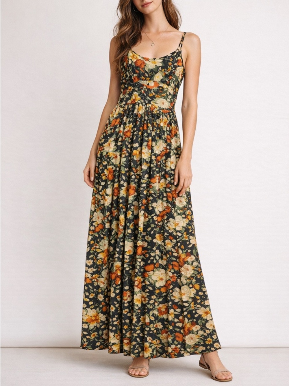 Anthropologie Auguste The Label Floral Midi Dress Tie Front Sleeveless